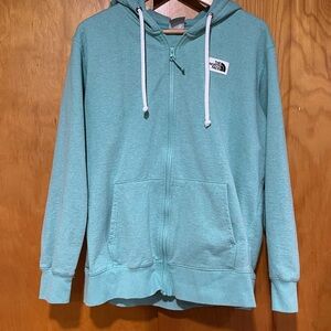 The North Face Green Hoodie with Pink Accents